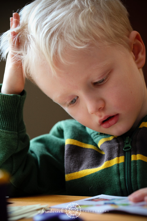 Love the way he is ruffling his hair. (Is that a word, 'ruffling?')