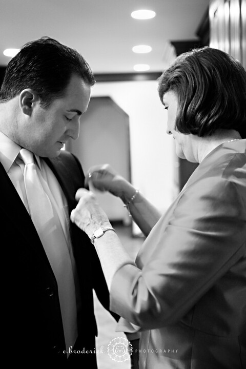 Ryan's Mom helps him with the finishing touches.