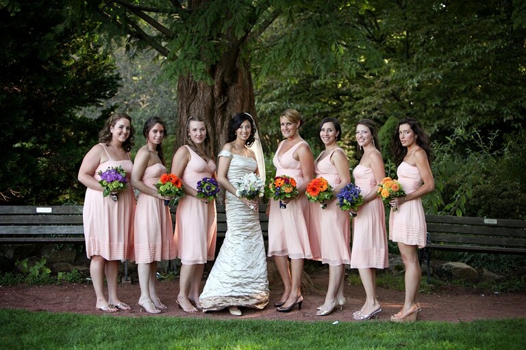 I love the colors of their dresses and the bouquets.
