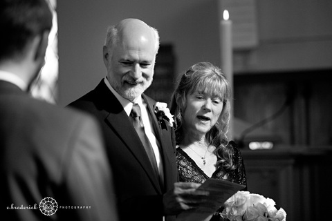 Alan smiles as he watches his grandson, the aforementioned ringbearer, hamming it up for his Mom back in the pews.