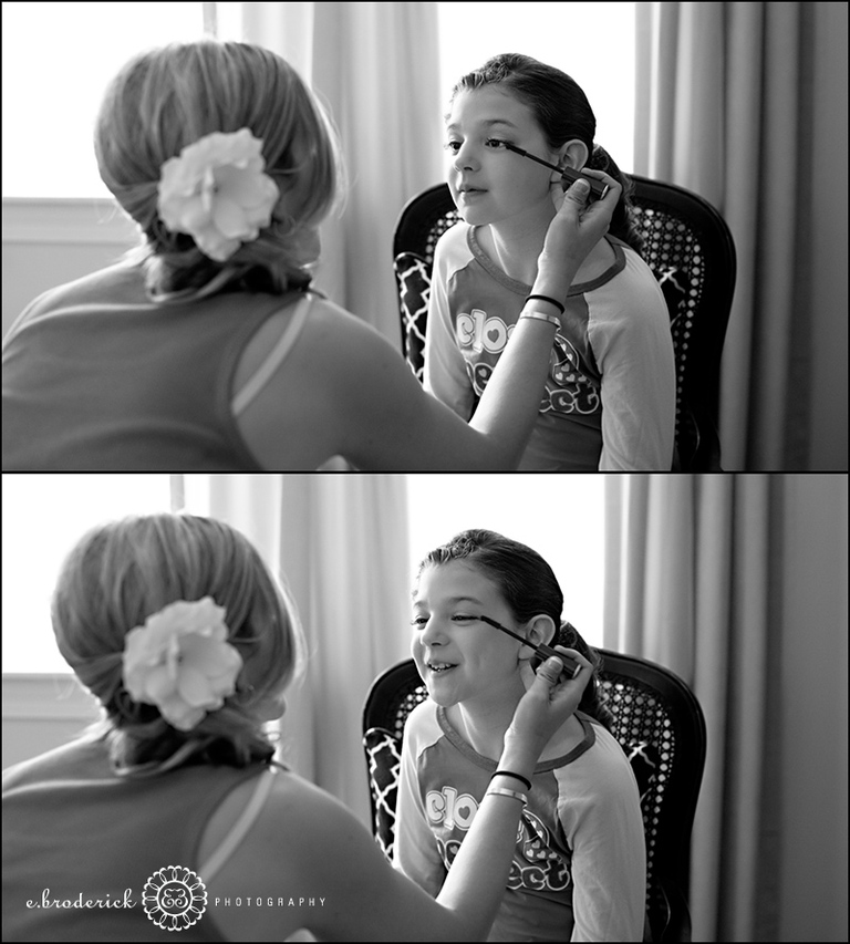 Here Ginny puts a bit of make-up on Molly, her beautiful daughter. 