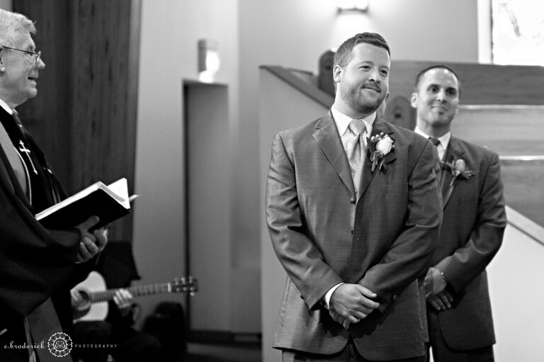 Brent as he waits for Ginny at the altar.