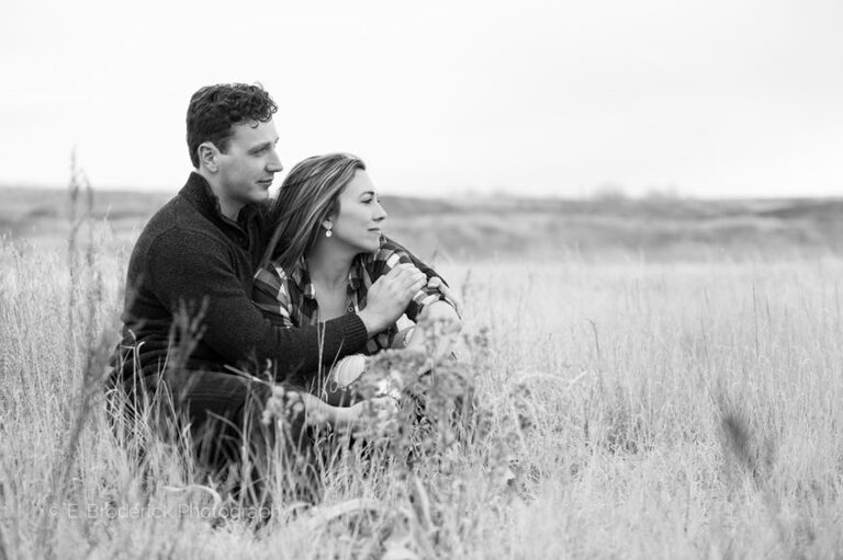 black and white couple in field